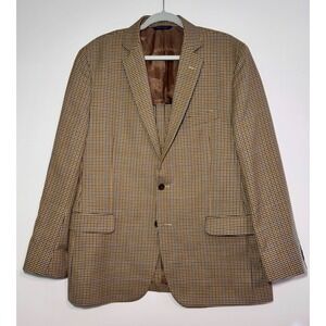 Brooks Brothers Sport Coat Mens Tan Brown Houndstooth Blazer Wedding Easter 44R